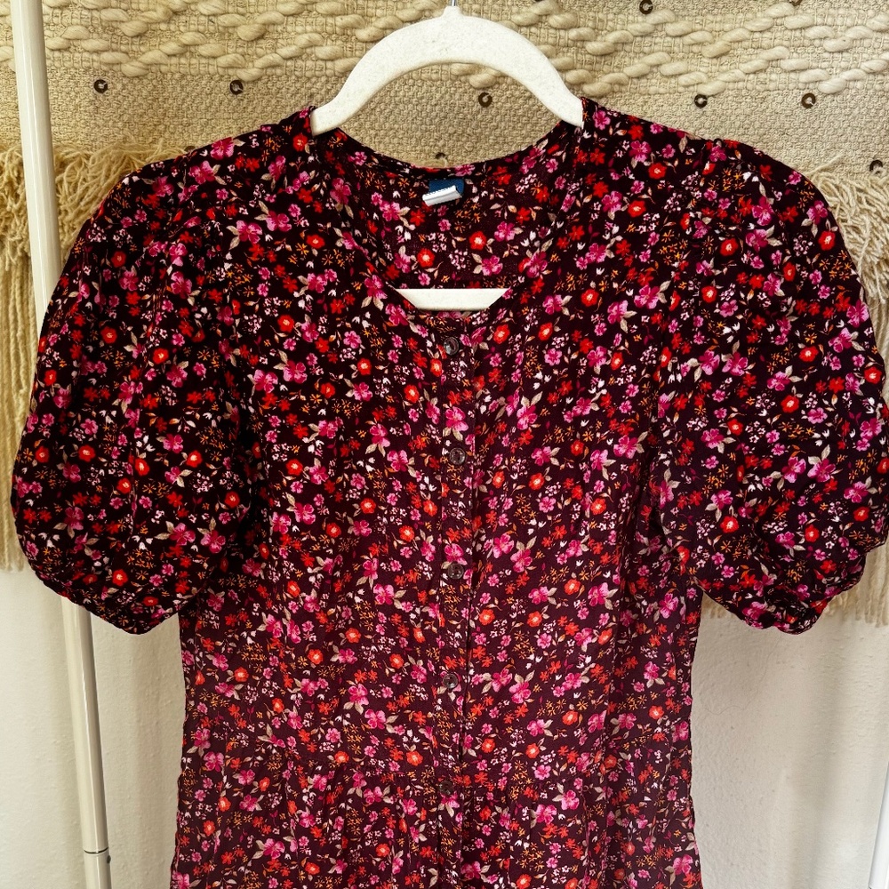 Maroon Floral Midi Dress